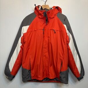 John Bartlett Men's 3 in 1 Hooded Ski Jacket Winter Parka Orange Gray Size Large